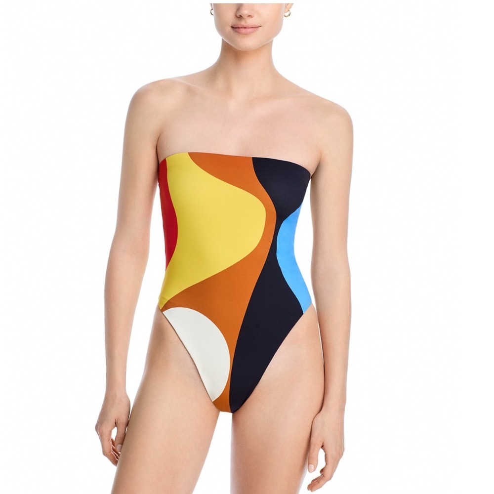 Cala de la Cruz Lore One Piece Swimsuit Lava Cafe Bandeau High Cut Large NEW